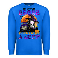 True Royal my broom broke so now i drive a j.e.e.p witch halloween t shirt Premium Sweatshirt - StudioElite