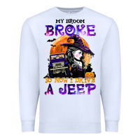 White my broom broke so now i drive a j.e.e.p witch halloween t shirt Premium Sweatshirt - StudioElite
