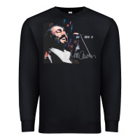 Black Original Portrait of Luciano Pavarotti Premium Sweatshirt - StudioElite