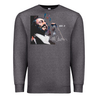 Charcoal Heather Original Portrait of Luciano Pavarotti Premium Sweatshirt - StudioElite