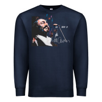 Navy Original Portrait of Luciano Pavarotti Premium Sweatshirt - StudioElite