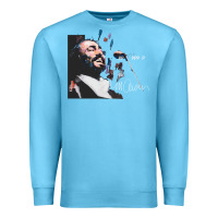 Ocean Blue Original Portrait of Luciano Pavarotti Premium Sweatshirt - StudioElite