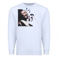 White Original Portrait of Luciano Pavarotti Premium Sweatshirt - StudioElite
