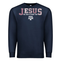Navy Texas A&m Aggies Jesus - Had 12 Men - Patterned Premium Sweatshirt - PixelFlow