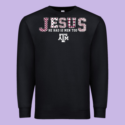 Texas A&m Aggies Jesus - Had 12 Men - Patterned Premium Sweatshirt Designed By Pixelflow