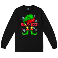 Black Elf Your Text Long Sleeve Tee - CowhideDigitalArt
