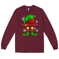 Burgundy Elf Your Text Long Sleeve Tee - CowhideDigitalArt