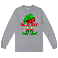 Heather Grey Elf Your Text Long Sleeve Tee - CowhideDigitalArt
