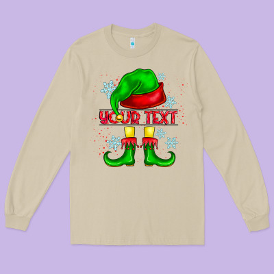 Elf Your Text Long Sleeve Tee Designed By Cowhidedigitalart