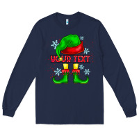 Navy Elf Your Text Long Sleeve Tee - CowhideDigitalArt