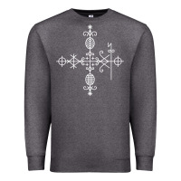 Charcoal Heather haitian veve  voodoo symbol t shirt Premium Sweatshirt - PixelFlow
