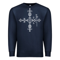 Navy haitian veve  voodoo symbol t shirt Premium Sweatshirt - PixelFlow
