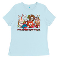 Baby Blue It's Game Day Y'all Baseball Coffee Cups Ladies Tee - FaDigitalArtStudio