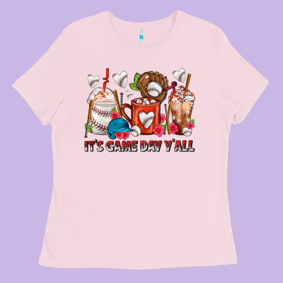 It's Game Day Y'all Baseball Coffee Cups Ladies Tee Designed By Fadigitalartstudio