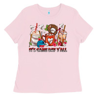 Bubblegum Pink It's Game Day Y'all Baseball Coffee Cups Ladies Tee - FaDigitalArtStudio