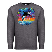 Charcoal Heather Orca Killer Whale Starry Night Impressionist Dog Art By Aja Premium Sweatshirt - PixelFlow