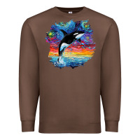 Chestnut Orca Killer Whale Starry Night Impressionist Dog Art By Aja Premium Sweatshirt - PixelFlow