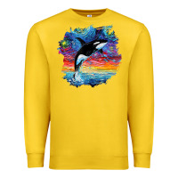 Lemon Orca Killer Whale Starry Night Impressionist Dog Art By Aja Premium Sweatshirt - PixelFlow