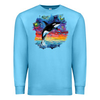 Ocean Blue Orca Killer Whale Starry Night Impressionist Dog Art By Aja Premium Sweatshirt - PixelFlow