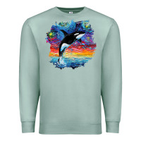 Seafoam Orca Killer Whale Starry Night Impressionist Dog Art By Aja Premium Sweatshirt - PixelFlow