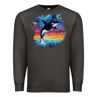 Smoke Orca Killer Whale Starry Night Impressionist Dog Art By Aja Premium Sweatshirt - PixelFlow