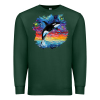 Sports Green Orca Killer Whale Starry Night Impressionist Dog Art By Aja Premium Sweatshirt - PixelFlow
