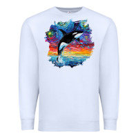 White Orca Killer Whale Starry Night Impressionist Dog Art By Aja Premium Sweatshirt - PixelFlow