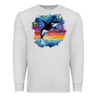 Dove Grey Orca Killer Whale Starry Night Impressionist Dog Art By Aja Premium Sweatshirt - PixelFlow