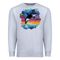 Heather Grey Orca Killer Whale Starry Night Impressionist Dog Art By Aja Premium Sweatshirt - PixelFlow