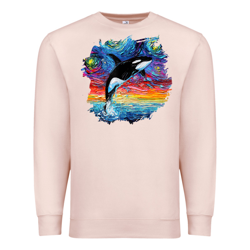 Orca Killer Whale Starry Night Impressionist Dog Art By Aja Premium Sweatshirt by PixelFlow | Teevron