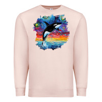 Pale Pink Orca Killer Whale Starry Night Impressionist Dog Art By Aja Premium Sweatshirt - PixelFlow