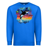 True Royal Orca Killer Whale Starry Night Impressionist Dog Art By Aja Premium Sweatshirt - PixelFlow