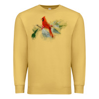 Antique Gold wild red cardinal bird long sleeve Premium Sweatshirt - PixelFlow
