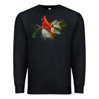 Black wild red cardinal bird long sleeve Premium Sweatshirt - PixelFlow
