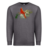 Charcoal Heather wild red cardinal bird long sleeve Premium Sweatshirt - PixelFlow