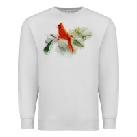 Dove Grey wild red cardinal bird long sleeve Premium Sweatshirt - PixelFlow