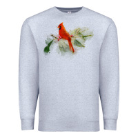 Heather Grey wild red cardinal bird long sleeve Premium Sweatshirt - PixelFlow