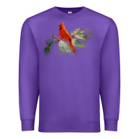 Purple wild red cardinal bird long sleeve Premium Sweatshirt - PixelFlow