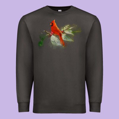 Wild Red Cardinal Bird Long Sleeve Premium Sweatshirt Designed By Pixelflow