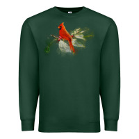 Sports Green wild red cardinal bird long sleeve Premium Sweatshirt - PixelFlow