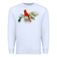 White wild red cardinal bird long sleeve Premium Sweatshirt - PixelFlow