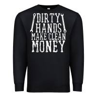 Black dirty hands make clean money t shirt wrench mechanic gift Premium Sweatshirt - PixelFlow