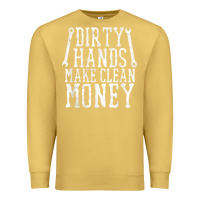 Antique Gold dirty hands make clean money t shirt wrench mechanic gift Premium Sweatshirt - PixelFlow