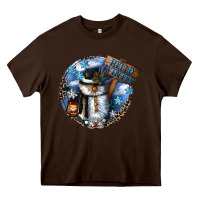 Chocolate Brown hello winter Heavy Core Tee - CowGirlArtShop