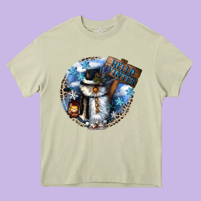 Hello Winter Heavy Core Tee Designed By Cowgirlartshop