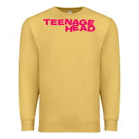 Antique Gold Teenage Head Print (Pink) Plain Premium Sweatshirt - PixelFlow