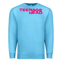 Ocean Blue Teenage Head Print (Pink) Plain Premium Sweatshirt - PixelFlow