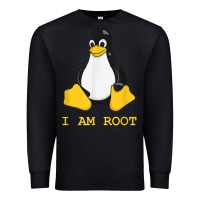 Black Linux Mascot Tux the Penguin I Am Root TShirt Men Women Kids Premium Sweatshirt - PixelFlow