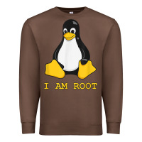 Chestnut Linux Mascot Tux the Penguin I Am Root TShirt Men Women Kids Premium Sweatshirt - PixelFlow