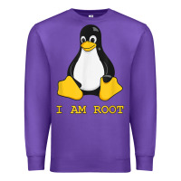 Purple Linux Mascot Tux the Penguin I Am Root TShirt Men Women Kids Premium Sweatshirt - PixelFlow